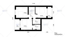Proiect casa cu mansarda (136 mp) - Emuna